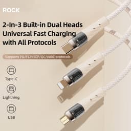 Rock - Transparency Series - 3-in-2 Ladekabel U+C auf M+L+C, 100W 1.5m, Schwarz – Bild 3