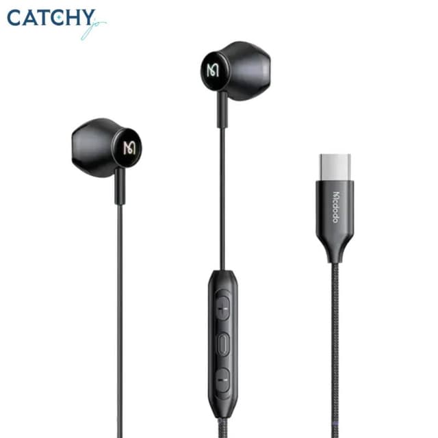 Mcdodo - Casque USB-c avec câble contrôleur et microphone, avec lumière RGB, noir