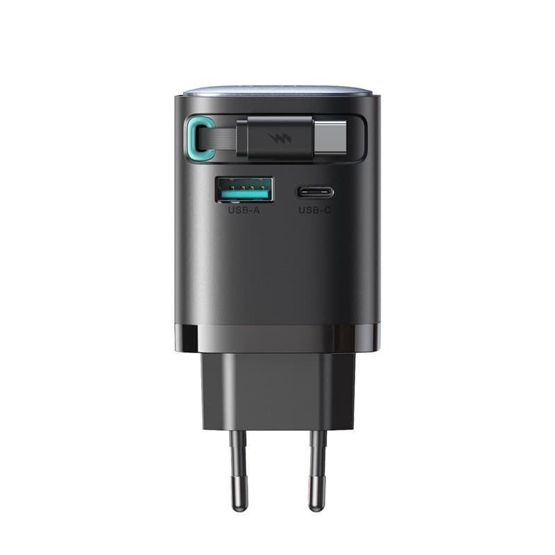 Joyroom - 65W GaN Ladegerät mit einziehbarem Kabel, Schwarz (EU) (JR-TCL02) – 3