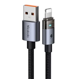 McDodo - Lightning to USB-A, Transparent Cable with Charging Light, 1.2m, Schwarz – Bild 2
