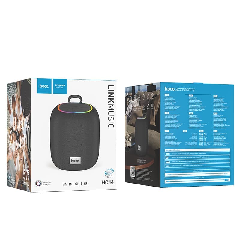 Hoco HC14 portable wireless speaker with RGB ringlight black – 2