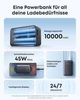 Anker - Nano powerbank avec câble intégré, 45W, 10000mAh, USB-C, noir – Bild 5