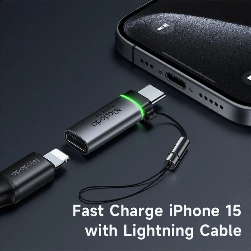 McDodo - USB-C to Lightning Adapter, 60W, Auto Power Off , Schwarz – 3