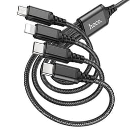 Hoco X76 4-in-1 Super Charging Cable - Hoco USB-C vers USB-C, Lightning & Micro, rouge/noir/bleu, aluminium/nylon – Bild 4