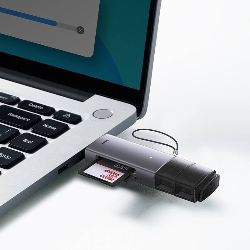 Baseus - Serie Lite - Lettore di schede USB-A e Tipo-C per SD/TF, grigio (WKQX060113) – 3