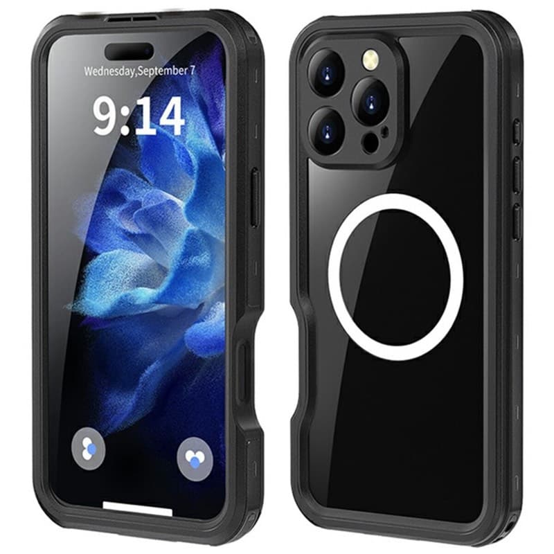 Apple iPhone 16 Pro - Custodia per esterni Redpepper Dot Series, IP68, MagSafe, impermeabile, nera – 2