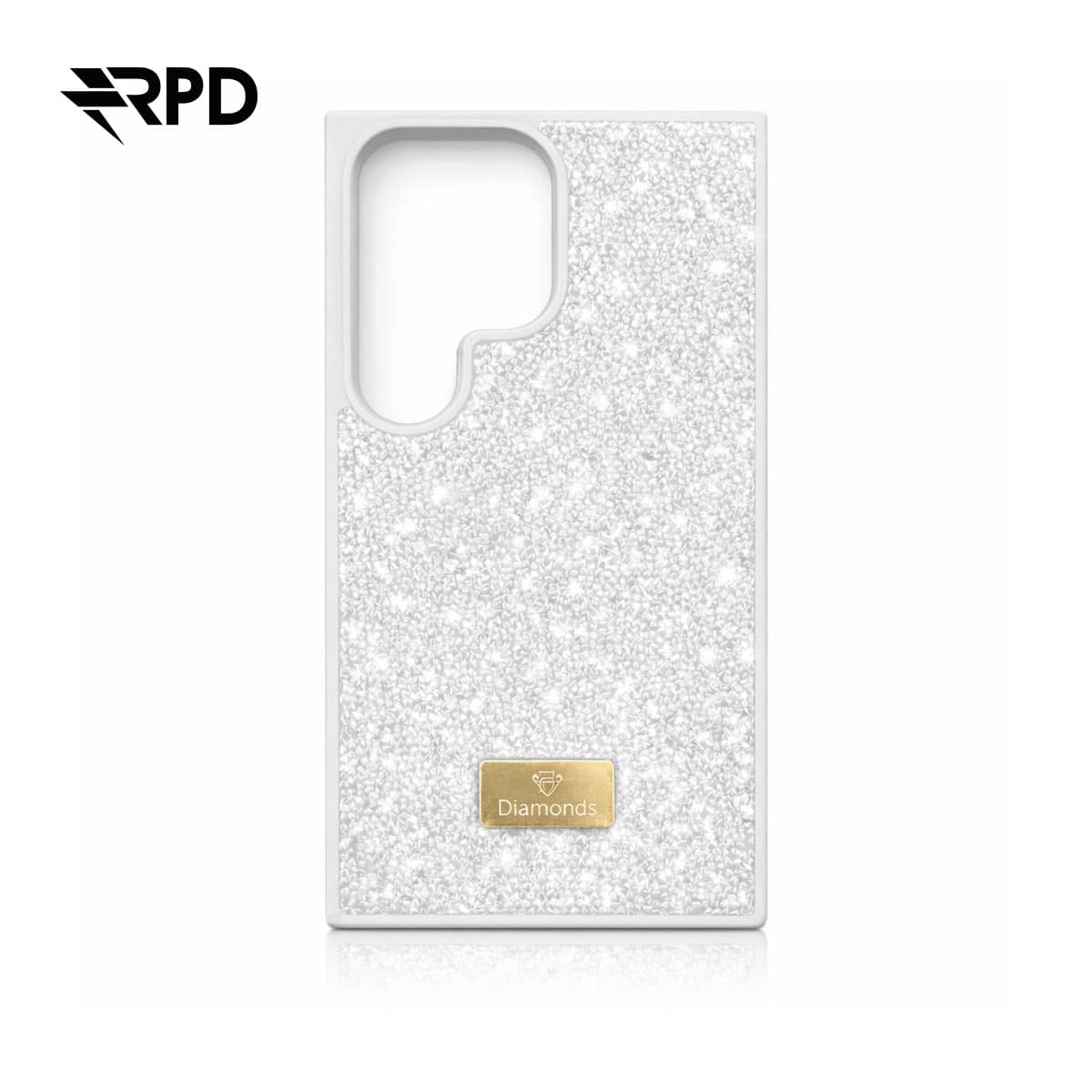 Samsung Galaxy S24 Ultra - Custodia in plastica glitterata Diamonds in bianco