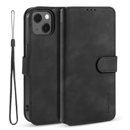 iPhone 13 - DG.MING Vintage Flip Case, 3 Kartenfächer, Magnetverschluss, Leder-Optik, schwarz – Bild 2
