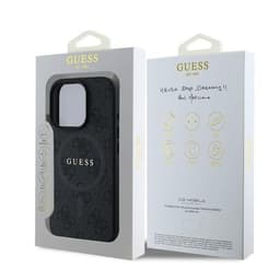 iPhone 16 Pro - Guess PU Leather 4G Colored Ring MagSafe Back Case (GUHMP16LG4GFRK), Black – Bild 6