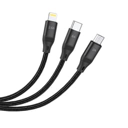 HOCO 3-in-1 Ultra 6A fast charging data cable for lightning+Micro+Type-C, noir (U104) – Bild 2