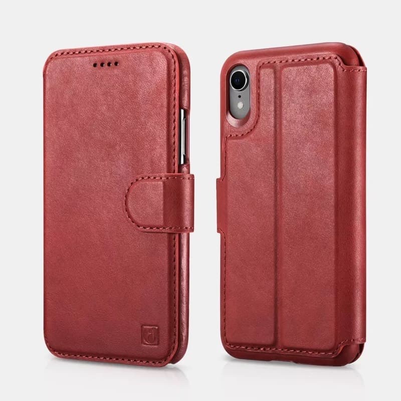 iPhone X/XS – iCarer Distinguished Echtleder 2in1 Wallet, Nappaleder & Magnetverschluss (RIX12-RD)