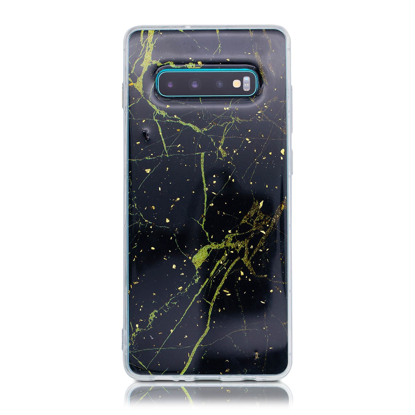 Samsung S10+ marmo nero e scaglie d'oro