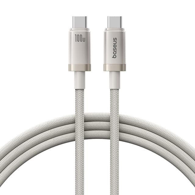 Baseus Titanium Alloy Fast Charging Cable USB-C to C, 100W, 1m, blanc