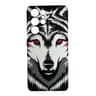 Samsung Galaxy S21 Ultra – Luxo Backcase White Wolf mit roten Augen & Wolfsmotiv, Weiss/Grau