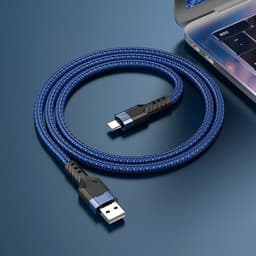 Hoco U110 1.2M robustes USB-C zu USB-A Kabel aus Nylon, blau, langlebig und resistent – Bild 2