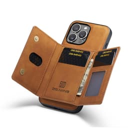 iPhone 13 Pro Max - DG.MING Back Case, leather look, card slots & magnetic closure, protective case, camel brown – Bild 6