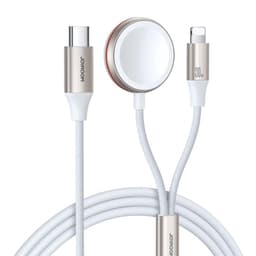 Joyroom 2-in-1 Watch Magnetic Charging Cable (S-IW012), Type-C to Watch Charger + Lightning, 30W, 1.5m, White – Bild 1