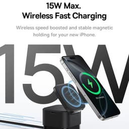 Baseus - Station de recharge sans fil 3en1 MagPro pour smartphone, smartwatch et écouteurs, noir – Bild 4