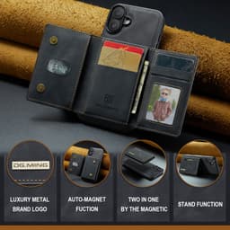 iPhone 11 - DG.MING Etui, Leder-Optik, Kartenfach & Magnetverschluss, Schwarz – Bild 9