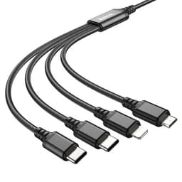 Hoco X76 4-in-1 Super Charging Cable - Hoco USB-C vers USB-C, Lightning & Micro, rouge/noir/bleu, aluminium/nylon – Bild 3