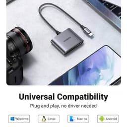 Ugreen - USB-C SD card reader 3-in-1 (CM387 / 80798), gray/black – Bild 6