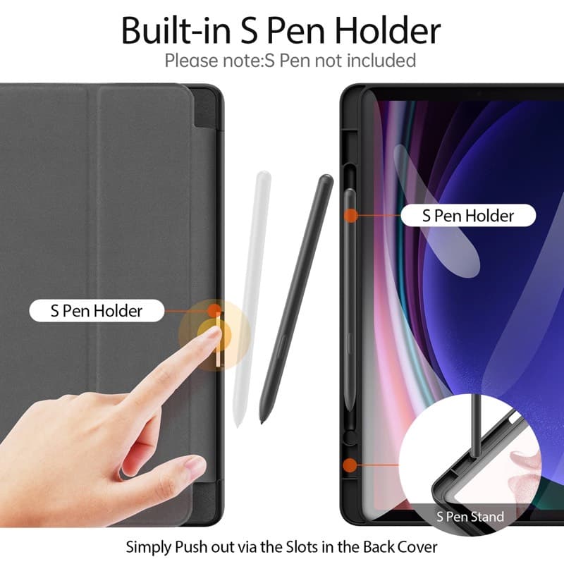 Samsung Galaxy Tab S10+ / S9+ / S9 FE Plus - Dux Ducis Domo Series, étui à rabat relevable, noir – 3