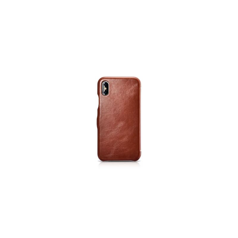 iPhone Xs max - iCarer Serie Vintage Custodia Flip ad apertura laterale marrone RI904-BN – 3