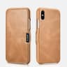 iPhone Xs Max - iCarer Vintage Series Side-open Genuine Leather Flip Case Camel (RI904-GG)