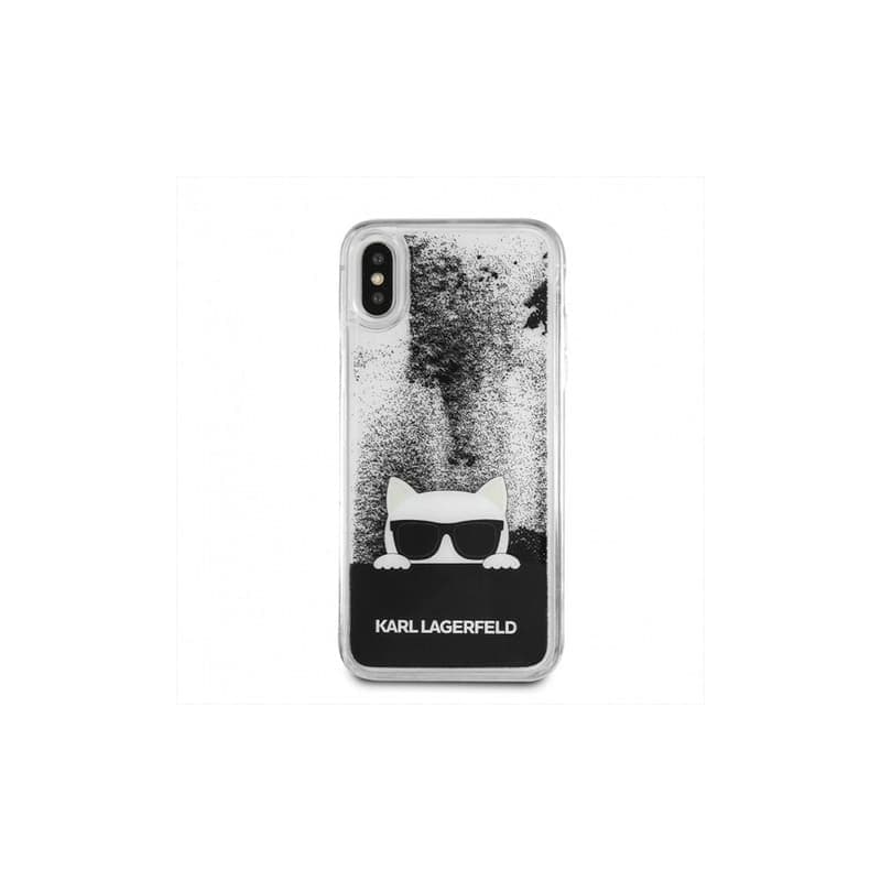 iPhone X / XS - Karl Lagerfeld Liquid Glitter KLHCPXCHPEEBK, schwarz