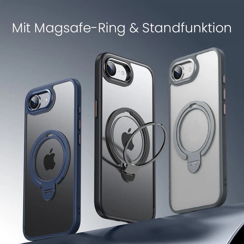 Apple Phone 16e - Magsafe Stand Etui transparent und silber – 3