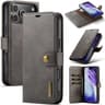 iPhone 17 Pro - DG.MING Flip Case, 3 Kartenfächer, Magnetverschluss, Leder-Optik, Grau
