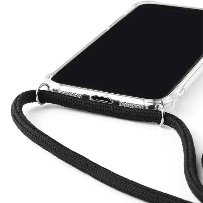 Samsung S20 FE 4G / S20 FE 5G - Catena / collana per cellulare - Trasparente con pratico cinturino nero – 2