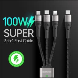 DUZZONA - 3-in-1 USB-C, 1.3m, Schwarz - Lightning, Micro USB, Typ-C Adapter, 100W Schnellladung – Bild 9