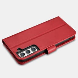 iCarer Samsung S22+ Genuine Leather Flip Book Case Red – Bild 6