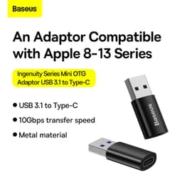 Baseus - Ingenuity Series - Mini OTG Adapter USB 3.1 to Type-C, Black (ZJJQ000101) – Bild 8