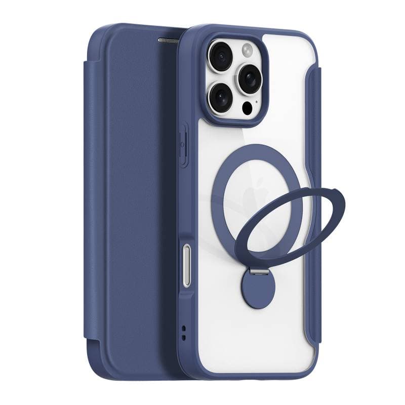 Dux Ducis - iPhone 16 Pro - Custodia Skin X Pro Series con MagSafe e supporto ad anello a 360°, blu