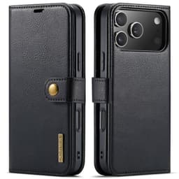 iPhone 17 Pro - DG.MING Flip Case, 3 emplacements pour cartes, fermeture magnétique, aspect cuir, rouge – Bild 2