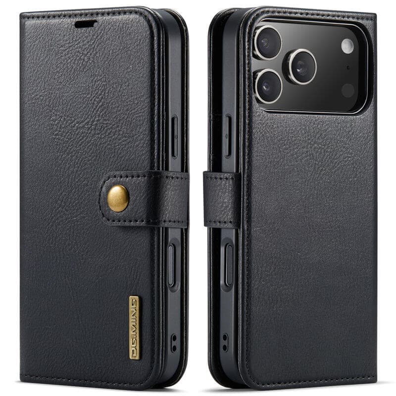 iPhone 17 Pro - DG.MING Flip Case, 3 Kartenfächer, Magnetverschluss, Leder-Optik, Rot – 2