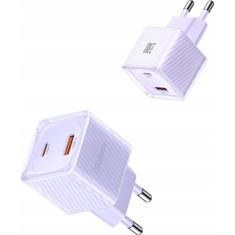 Mcdodo - 33W GaN a doppia uscita (USB-A + USB-C), caricatore rapido, viola – 2