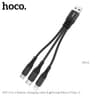 Hoco X47 3-in-1 Harbor Ladekabel (Lightning/Micro-USB/USB-C), 25 cm, Schwarz