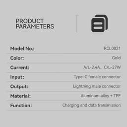 Rock - RCL0021 Adapter USB Typ-C Female zu Lightning Adapter männlich, Gold – Bild 3