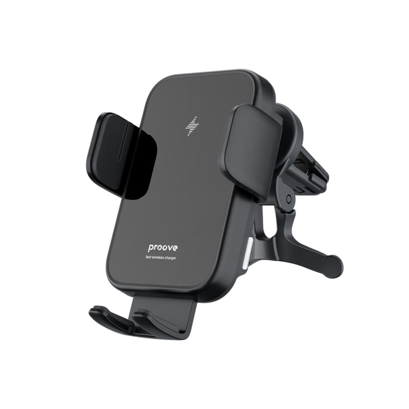 Supporto di ricarica wireless per auto Proove Triple Clamp Pro 15W, grigio