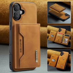 iPhone 13 Mini - Custodia posteriore DC.MING, look pelle, slot per carte e chiusura magnetica, cover protettiva, marrone cammello – Bild 8