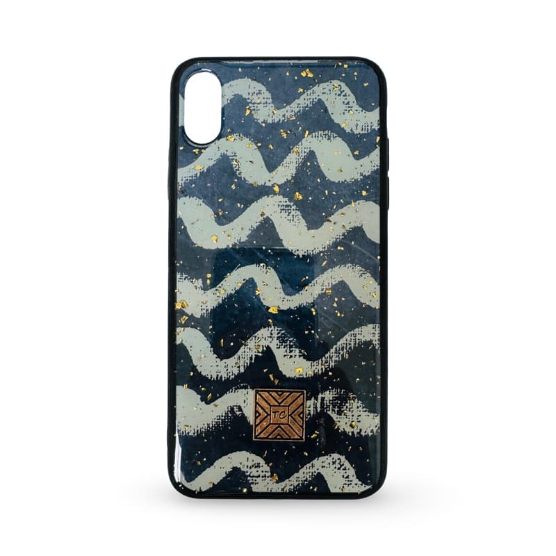 iPhone Xs Max - Custodia TC design a onda verde-blu