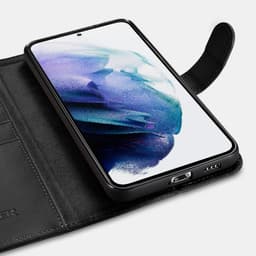 iCarer Samsung S22+ Housse en cuir véritable pour livre à clapet noir – Bild 8