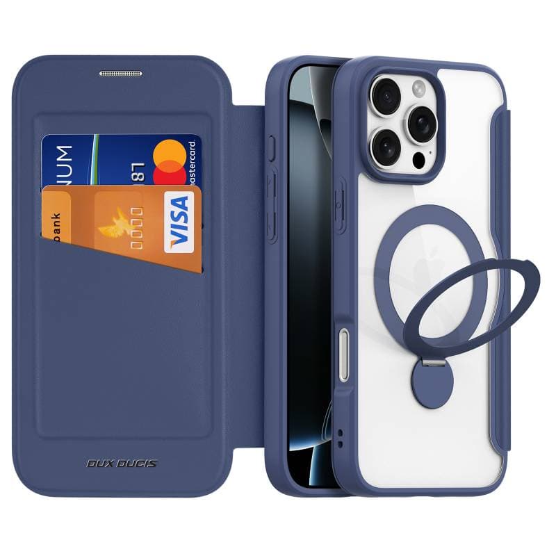 Dux Ducis - iPhone 16 Pro - Custodia Skin X Pro Series con MagSafe e supporto ad anello a 360°, blu – 3