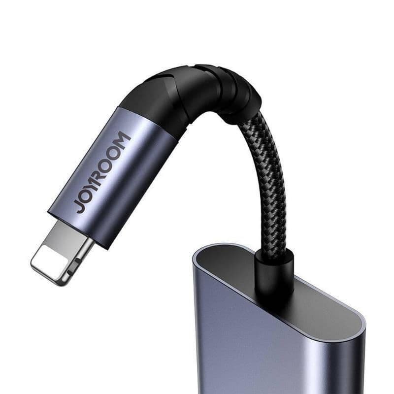 Joyroom - SY-L01 2-in-1 Audio Adapter (Lightning to 3.5mm + Lightning), Schwarz – 2
