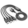 Hoco X76 4-in-1 Super Charging Cable - Hoco USB-C vers USB-C, Lightning & Micro, rouge/noir/bleu, aluminium/nylon