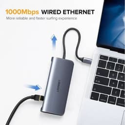 Ugreen - Hub USB-C 9-en-1 avec HDMI, VGA, LAN, SD/TF & PD (CM179 / 40873), gris – Bild 4