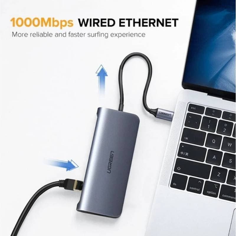Ugreen - USB-C Hub 9-in-1 with HDMI, VGA, LAN, SD/TF & PD (CM179 / 40873), gray – 4